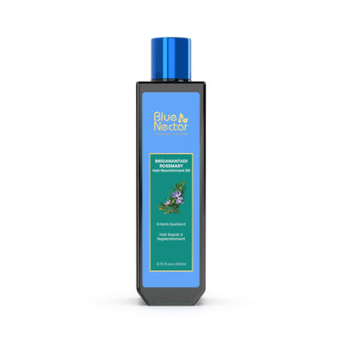 Blue Nectar Rosemary Oil for Hair Growth with Bhringraj Oil for Hair | Natural Alternate for Redensyl | Non- Sticky Ayurvedic Hair Oil with Amla Hair Oil (9 Herbs,200ml)